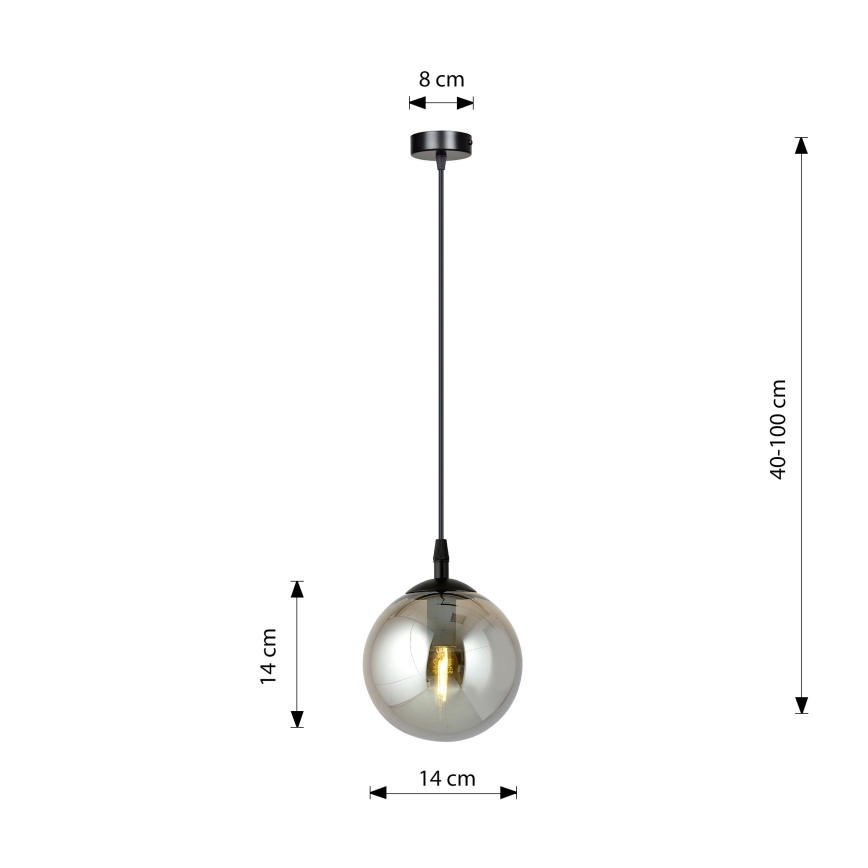 Lámpara colgante COSMO 1xE14/10W/230V diá. 14 cm negro/gris