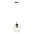 Lámpara colgante COSMO 1xE14/10W/230V diá. 14 cm negro/transparente