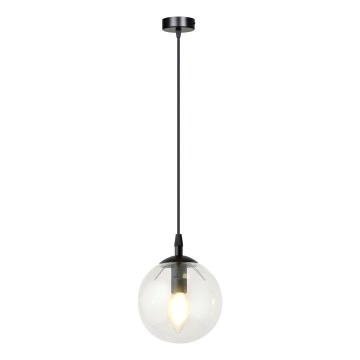 Lámpara colgante COSMO 1xE14/10W/230V diá. 14 cm negro/transparente