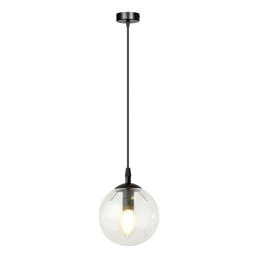 Lámpara colgante COSMO 1xE14/10W/230V diá. 14 cm negro/transparente