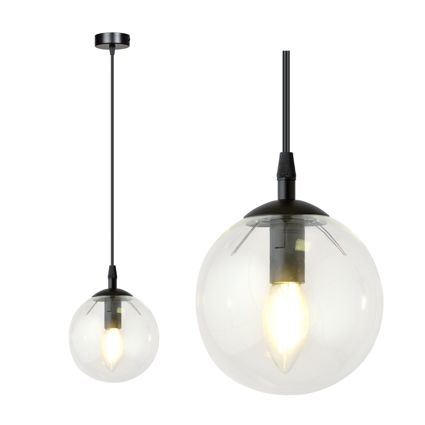 Lámpara colgante COSMO 1xE14/10W/230V diá. 14 cm negro/transparente