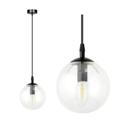 Lámpara colgante COSMO 1xE14/10W/230V diá. 14 cm negro/transparente