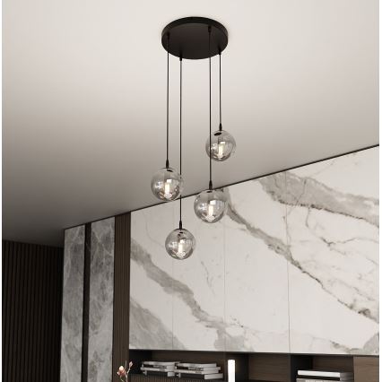 Lámpara colgante COSMO 4xE14/10W/230V diá. 40 cm negro/gris