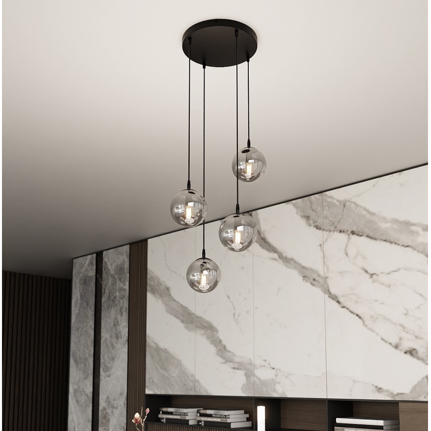 Lámpara colgante COSMO 4xE14/10W/230V diá. 40 cm negro/gris