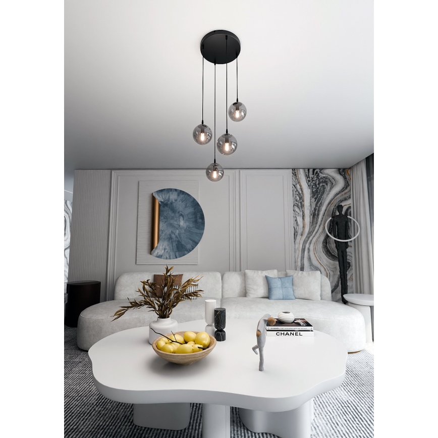 Lámpara colgante COSMO 4xE14/10W/230V diá. 40 cm negro/gris