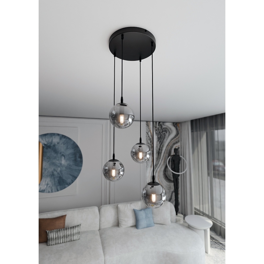 Lámpara colgante COSMO 4xE14/10W/230V diá. 40 cm negro/gris