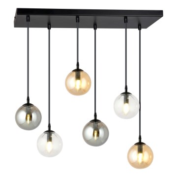 Lámpara colgante COSMO 6xE14/10W/230V negro/gris/beige/transparente