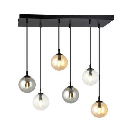 Lámpara colgante COSMO 6xE14/10W/230V negro/gris/beige/transparente