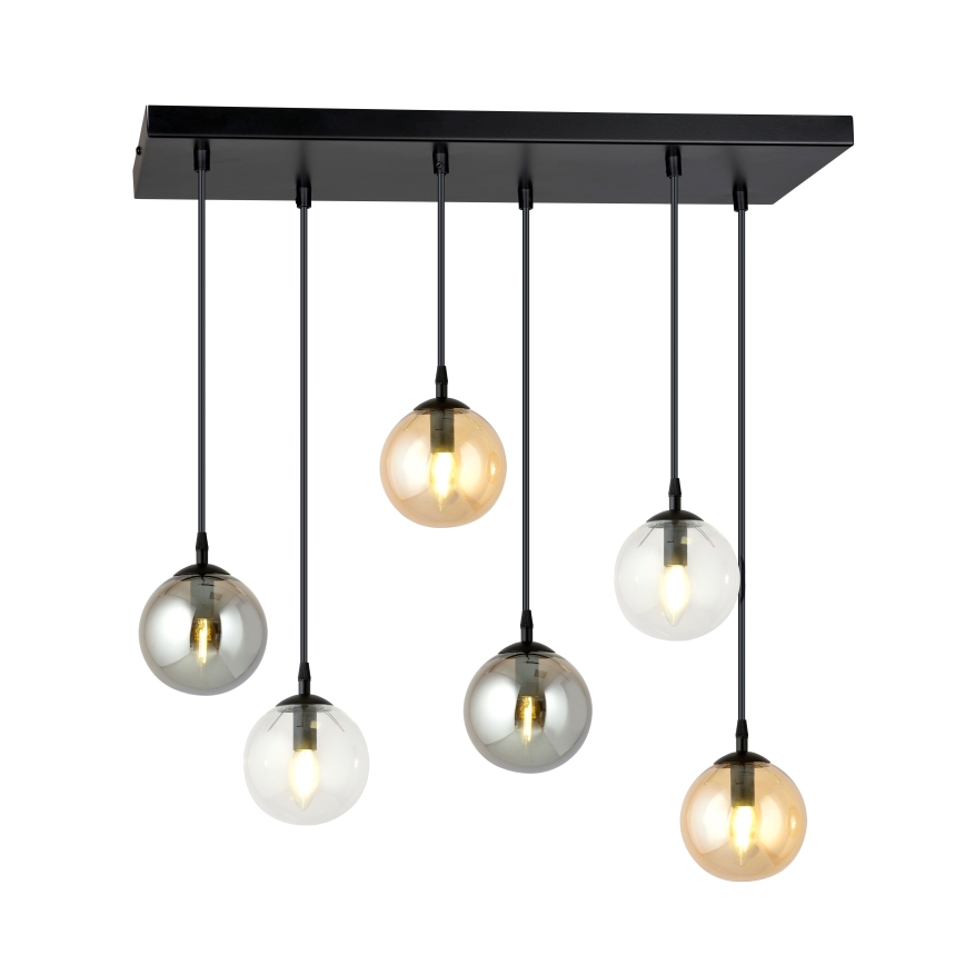 Lámpara colgante COSMO 6xE14/10W/230V negro/gris/beige/transparente