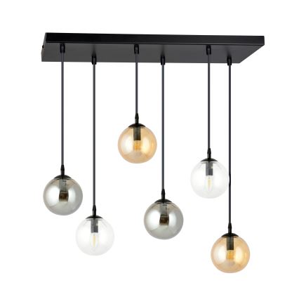 Lámpara colgante COSMO 6xE14/10W/230V negro/gris/beige/transparente