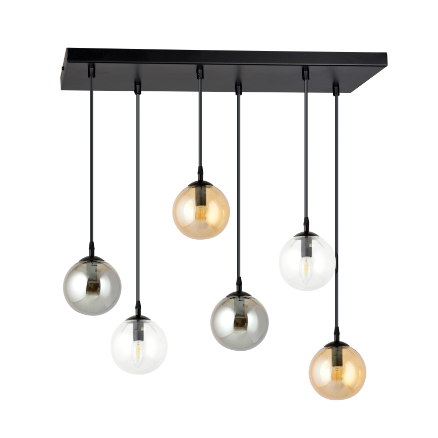 Lámpara colgante COSMO 6xE14/10W/230V negro/gris/beige/transparente