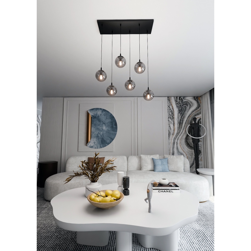 Lámpara colgante COSMO 6xE14/10W/230V negro/gris