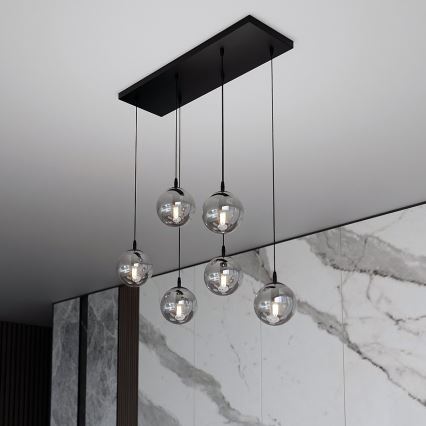 Lámpara colgante COSMO 6xE14/10W/230V negro/gris