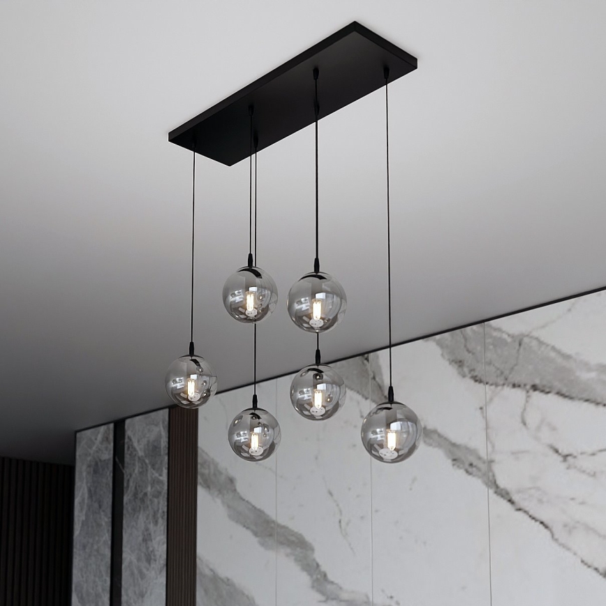 Lámpara colgante COSMO 6xE14/10W/230V negro/gris