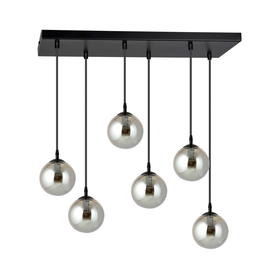 Lámpara colgante COSMO 6xE14/10W/230V negro/gris