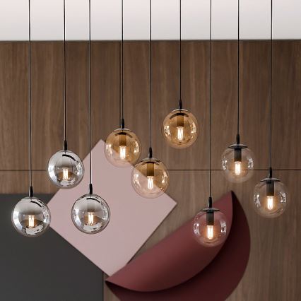 Lámpara colgante COSMO 9xE14/10W/230V negro/gris/beige/transparente