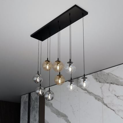 Lámpara colgante COSMO 9xE14/10W/230V negro/gris/beige/transparente