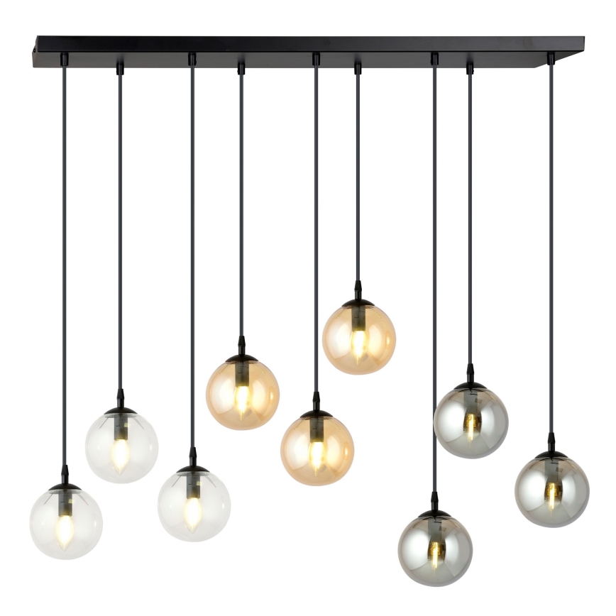 Lámpara colgante COSMO 9xE14/10W/230V negro/gris/beige/transparente