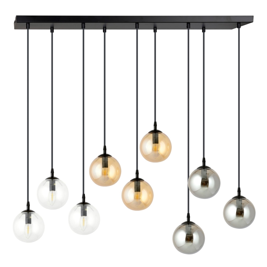 Lámpara colgante COSMO 9xE14/10W/230V negro/gris/beige/transparente