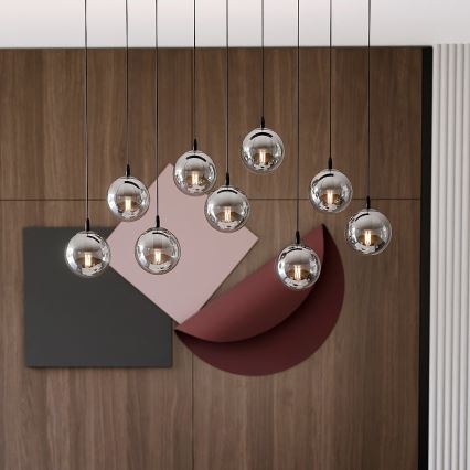 Lámpara colgante COSMO 9xE14/10W/230V negro/gris