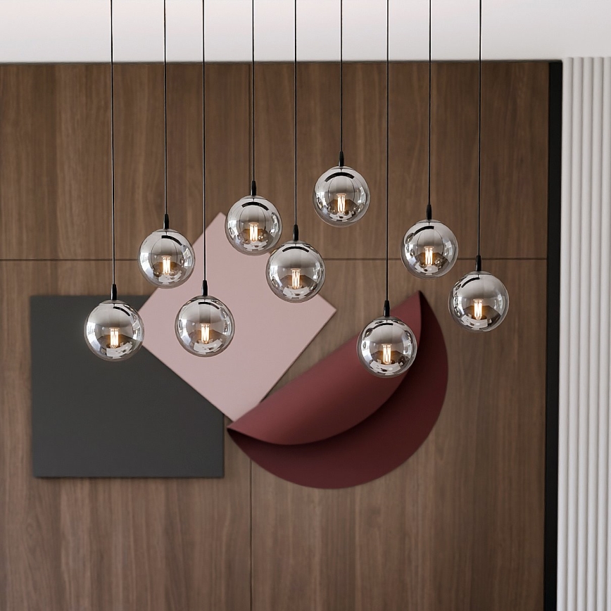 Lámpara colgante COSMO 9xE14/10W/230V negro/gris