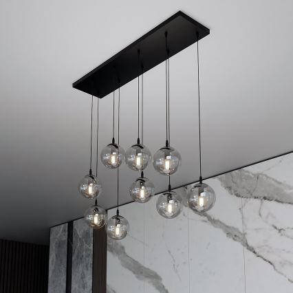 Lámpara colgante COSMO 9xE14/10W/230V negro/gris