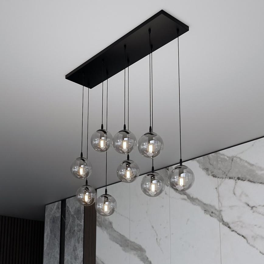 Lámpara colgante COSMO 9xE14/10W/230V negro/gris