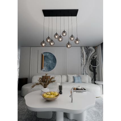 Lámpara colgante COSMO 9xE14/10W/230V negro/gris