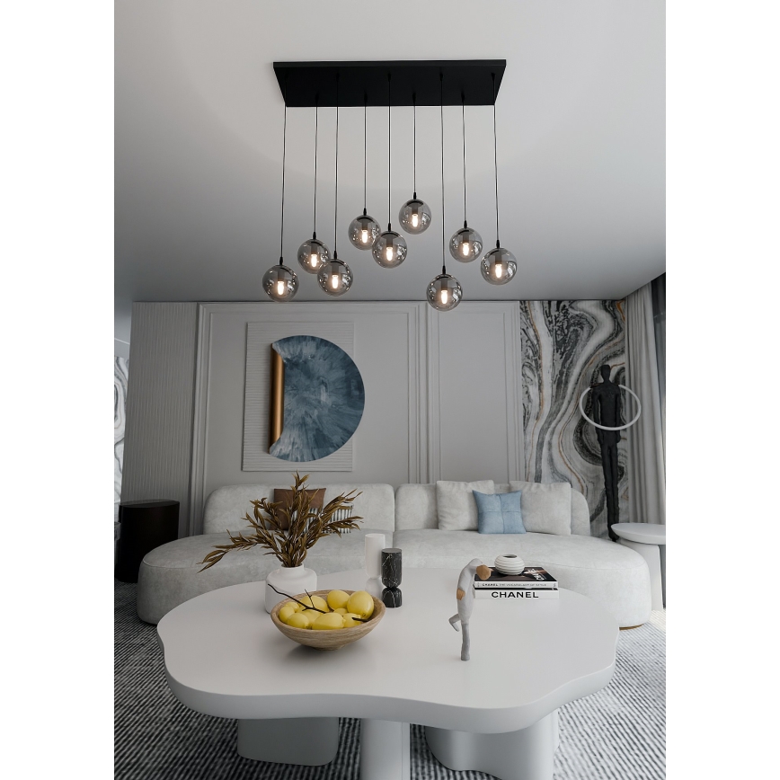 Lámpara colgante COSMO 9xE14/10W/230V negro/gris