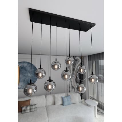 Lámpara colgante COSMO 9xE14/10W/230V negro/gris