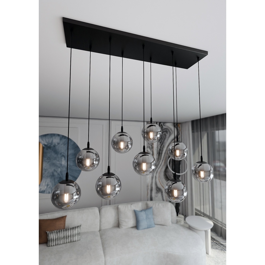 Lámpara colgante COSMO 9xE14/10W/230V negro/gris