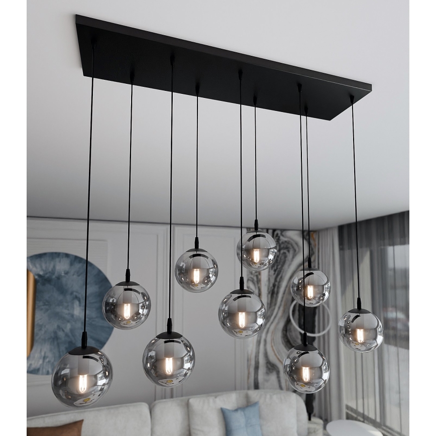 Lámpara colgante COSMO 9xE14/10W/230V negro/gris