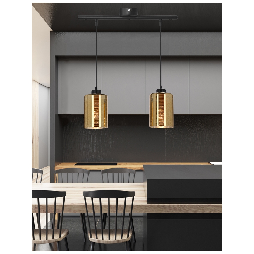 Lámpara colgante COX 2xE27/60W/230V dorado