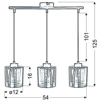 Lámpara colgante COX 3xE27/60W/230V