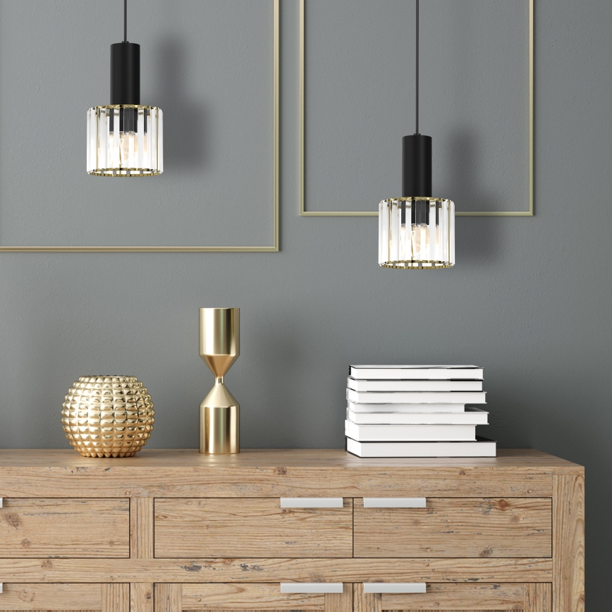 Lámpara colgante CRISTAL 1xE27/60W/230V negro