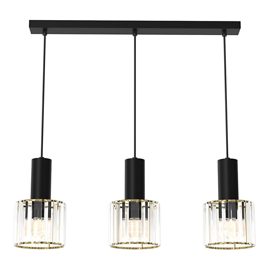 Lámpara colgante CRISTAL 3xE27/60W/230V negro