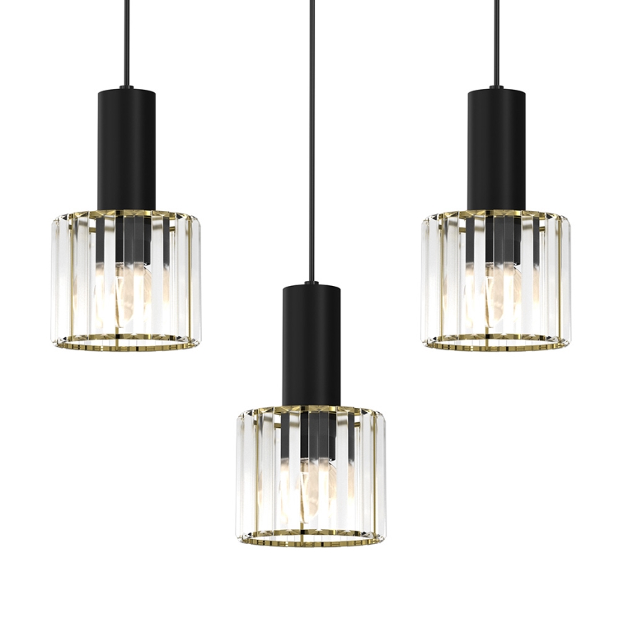 Lámpara colgante CRISTAL 3xE27/60W/230V negro