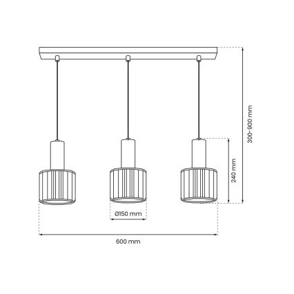 Lámpara colgante CRISTAL 3xE27/60W/230V negro