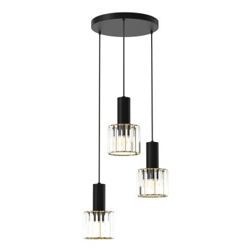 Lámpara colgante CRISTAL 3xE27/60W/230V negro