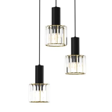 Lámpara colgante CRISTAL 3xE27/60W/230V negro