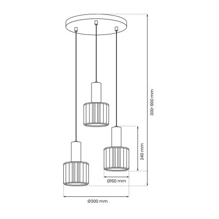 Lámpara colgante CRISTAL 3xE27/60W/230V negro