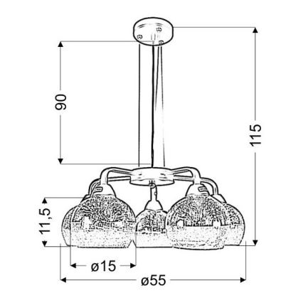 Lámpara colgante CROMINA 5xE27/60W/230V