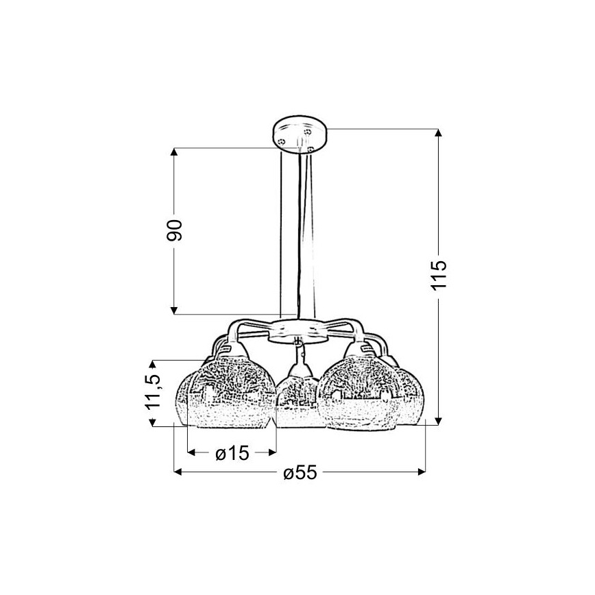 Lámpara colgante CROMINA 5xE27/60W/230V