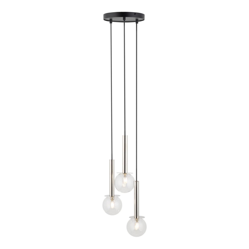 Lámpara colgante DAISY 3xG9/12W/230V diá. 27 cm cromo brillante/negro/transparente