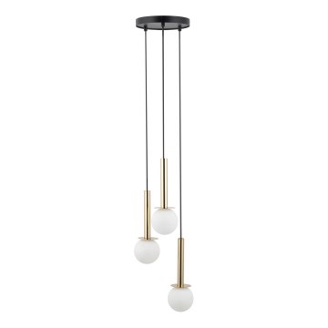 Lámpara colgante DAISY 3xG9/12W/230V diá. 27 cm dorado/negro/blanco
