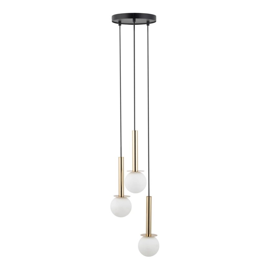 Lámpara colgante DAISY 3xG9/12W/230V diá. 27 cm dorado/negro/blanco