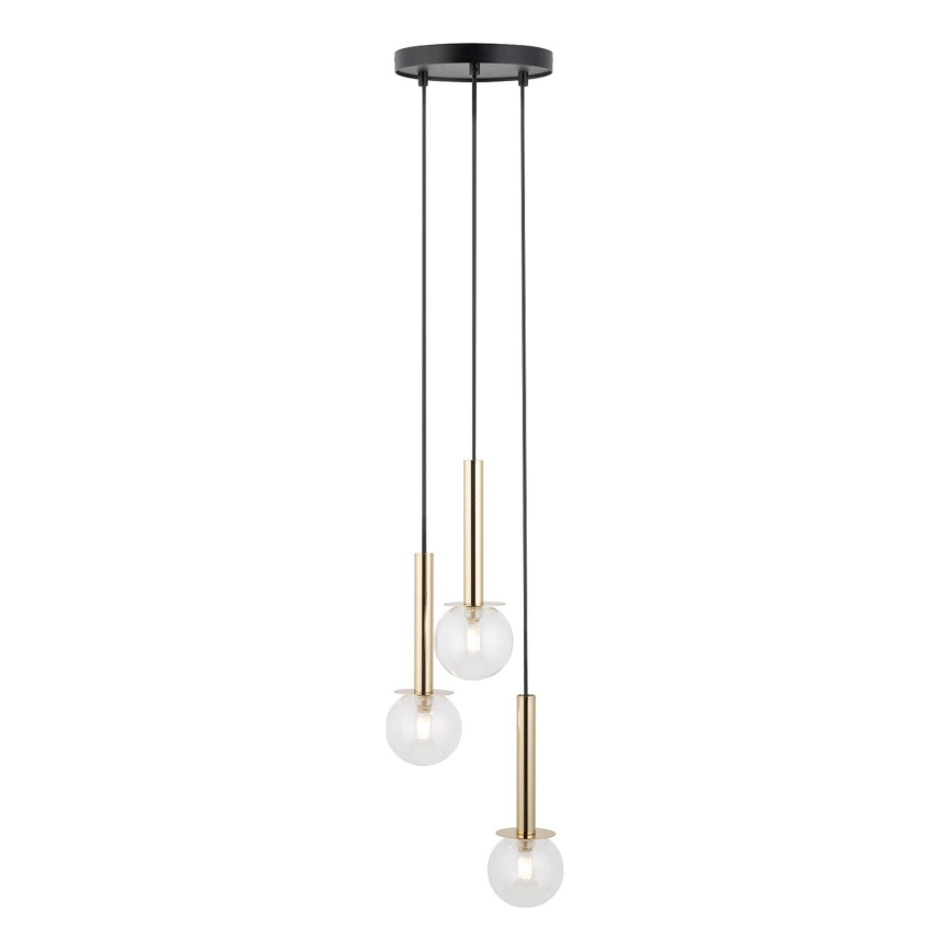 Lámpara colgante DAISY 3xG9/12W/230V diá. 27 cm dorado/negro/transparente