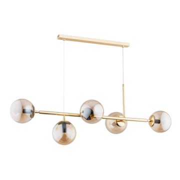 Lámpara colgante DANSA 5xE14/10W/230V dorado
