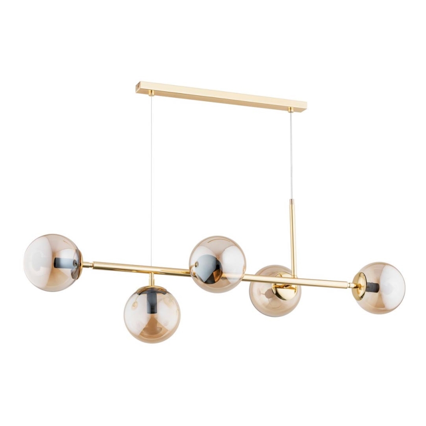 Lámpara colgante DANSA 5xE14/10W/230V dorado