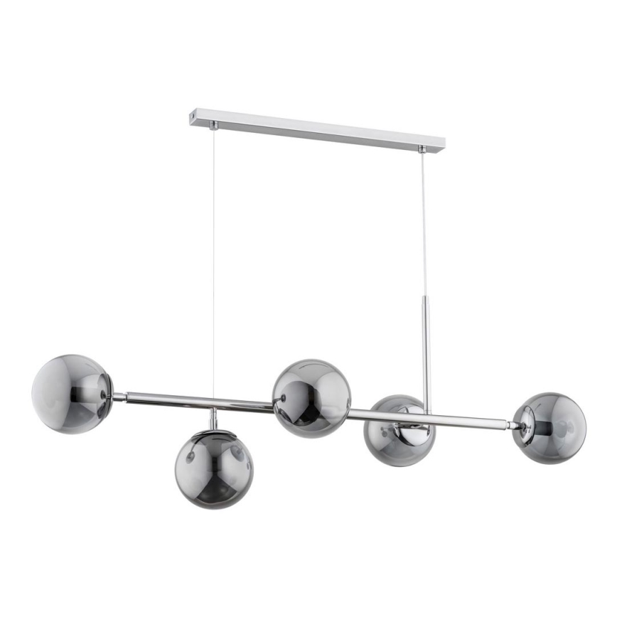 Lámpara colgante DANSA 5xE14/10W/230V gris/cromo brillante